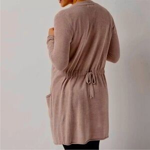 Barefoot Dreams CozyLite Chic Long Cinch-Back Cardigan Tan